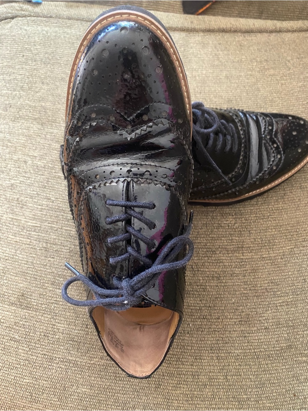 Franco Sarto Black Patent Lace-Up Wingtip Oxfords
